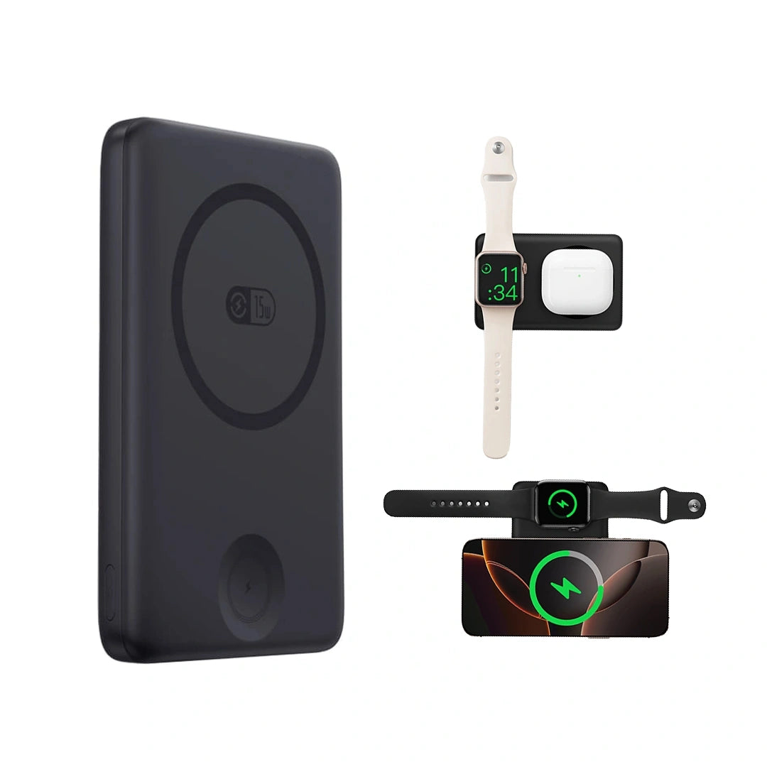 Baseus EnerFill FT11 Magnetic Power Bank for iWatch and Phone 10000mAh 27W Cosmic Black 