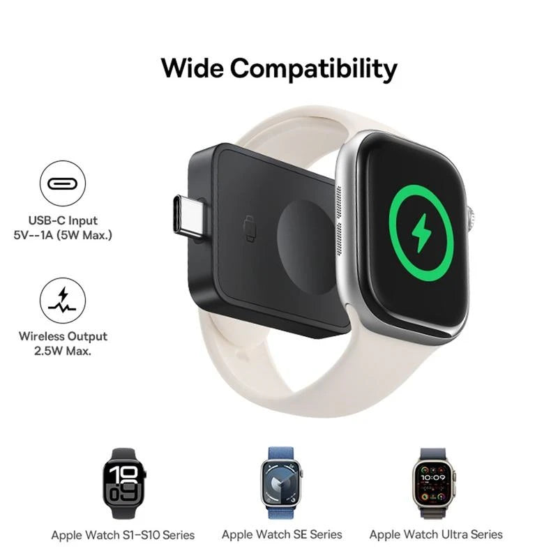 Baseus MagPro Magnetic Wireless Charger for Apple Watch, 2.5W, Type-C, MagSafe-Compatible, Portable Travel Charger