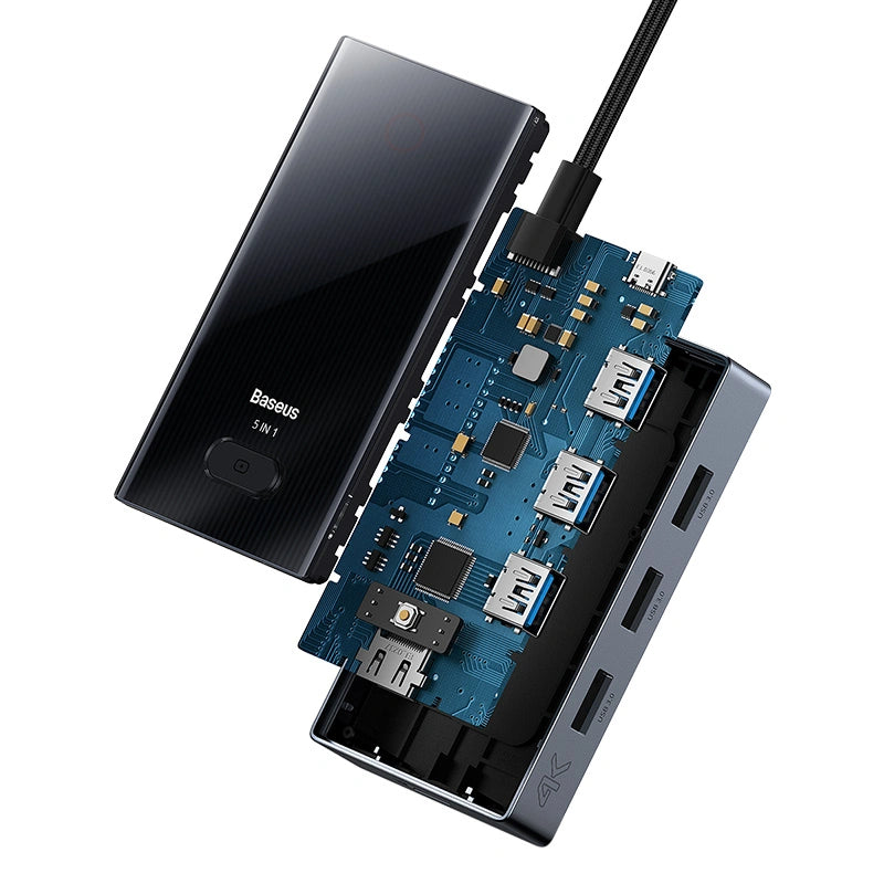 Baseus Focus Series 5-Port Type-C HUB Adapter（Type-C to HDMI4K@60Hz*1+USB3.0*3+PD*1）