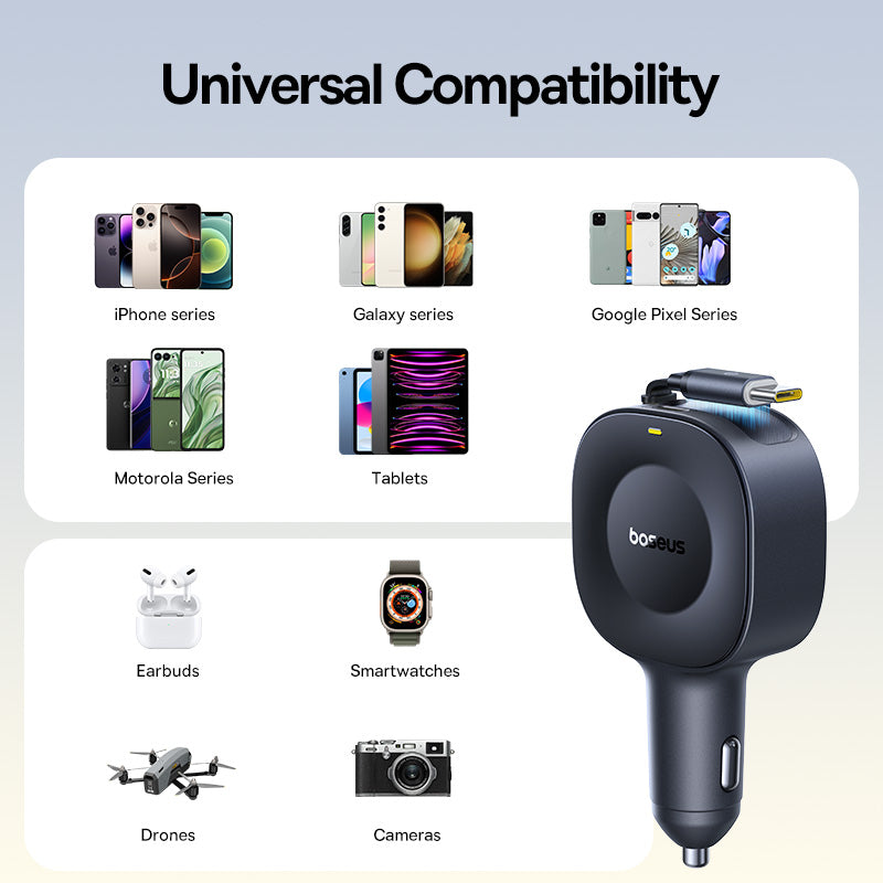 Baseus PrimeTrip VR2 Car Charger with Retractable Cable C+C 30W