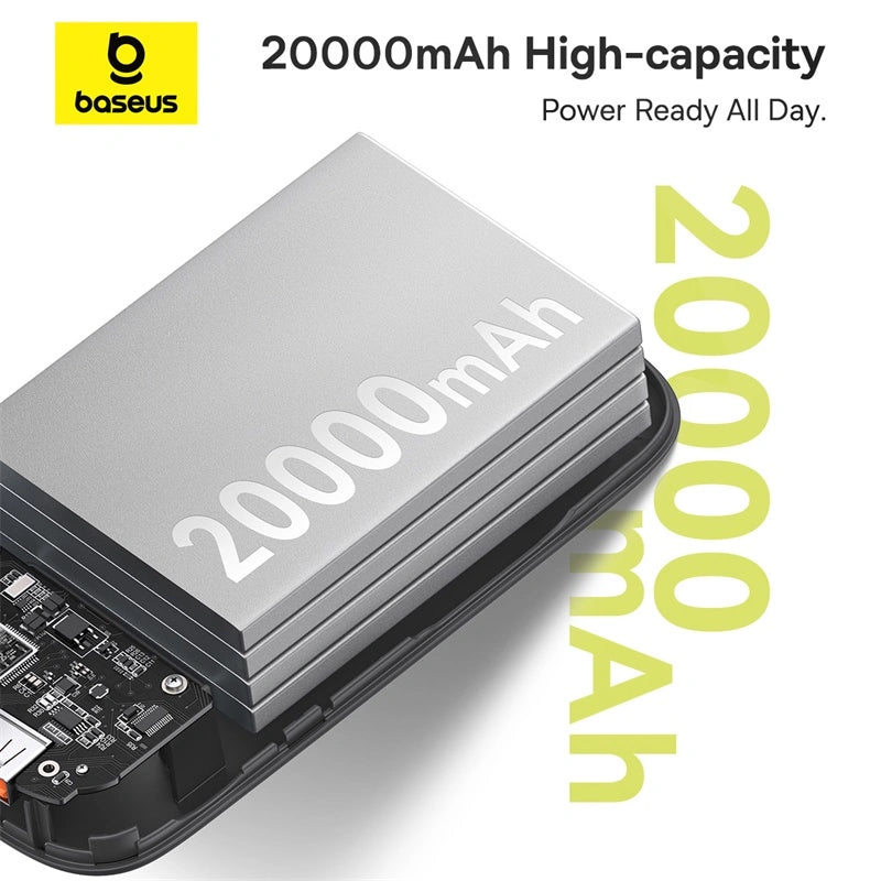 Baseus QPow 2 Digital Display Fast-Charging Power Bank with 2 Built-in Type-C Cable 20000mAh 30W