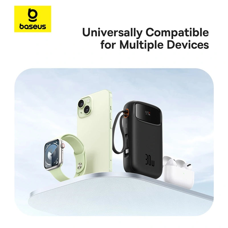 Baseus QPow 2 Digital Display Fast-Charging Power Bank with 2 Built-in Type-C Cable 20000mAh 30W