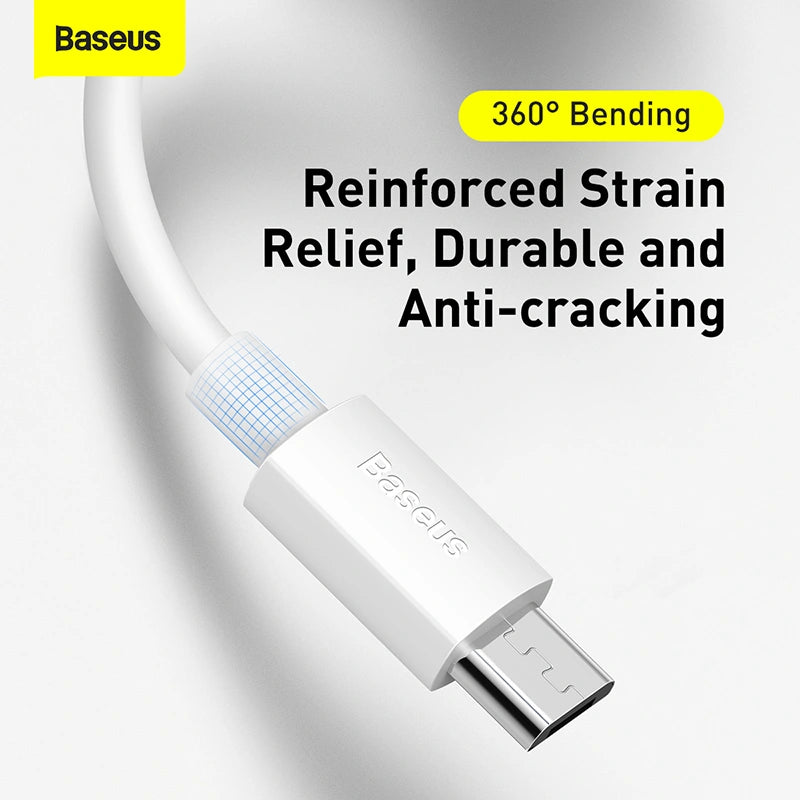 Baseus Simple Wisdom Data Cable Kit USB to Micro 2.1A (2PCS/Set) 1.5m