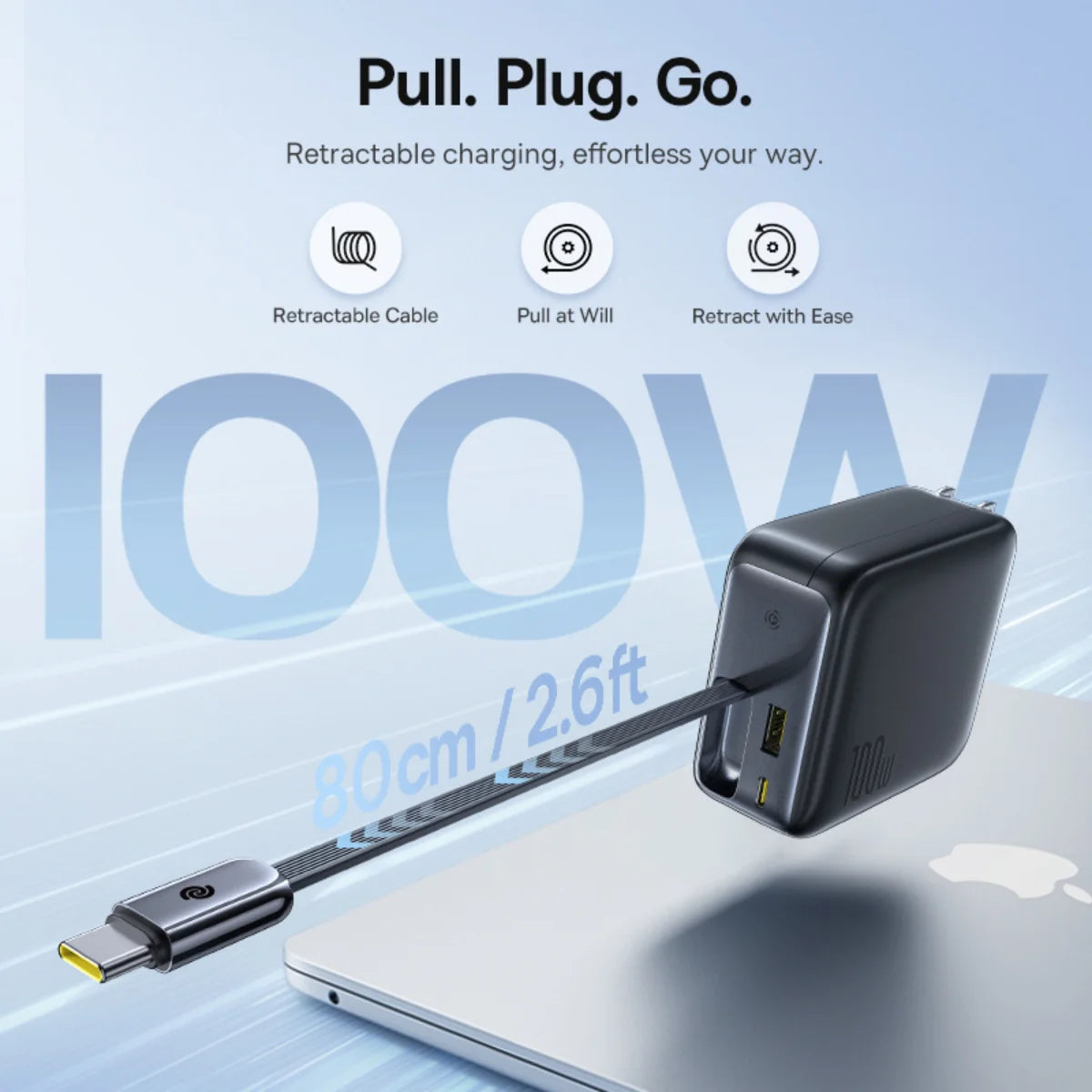 Baseus EnerCore CJ11 Fast Charger with Retractable Cable 2C+U 100W