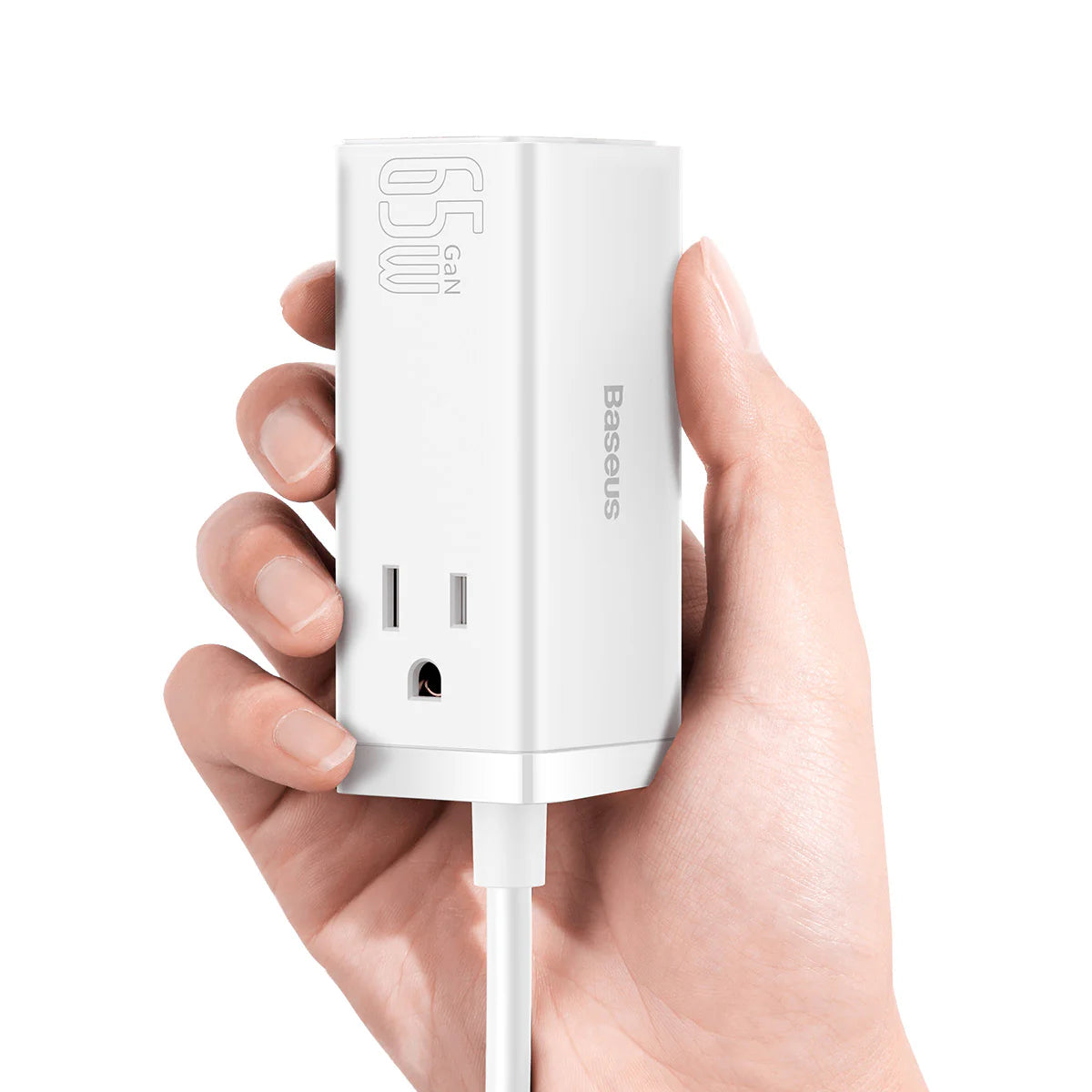 Baseus GaN3 Pro  Desktop Powerstrip AC+2 U+2C  65W CN White (With Mini White Cable Type-C to Type- C 100W(20V/5A) 1m White）