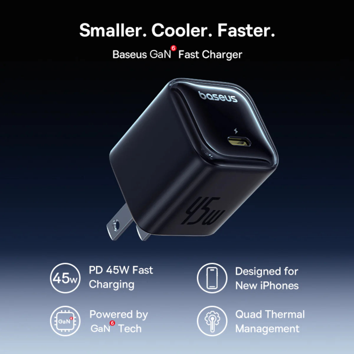 Baseus  GaN6 USB-C Charger 45W  Pack of 2