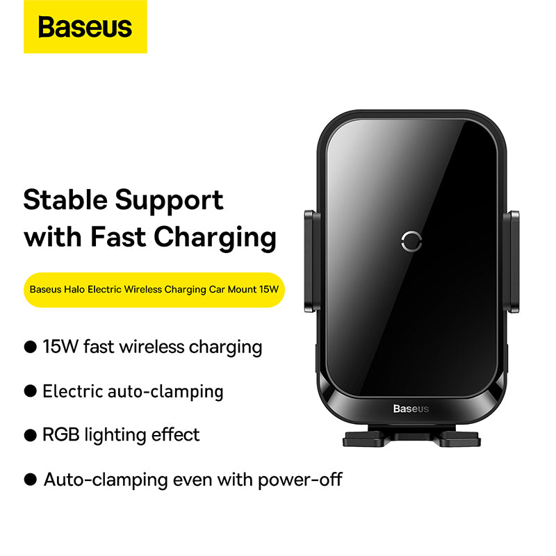 Baseus Halo Electric Wireless Charging Car Mount 15W