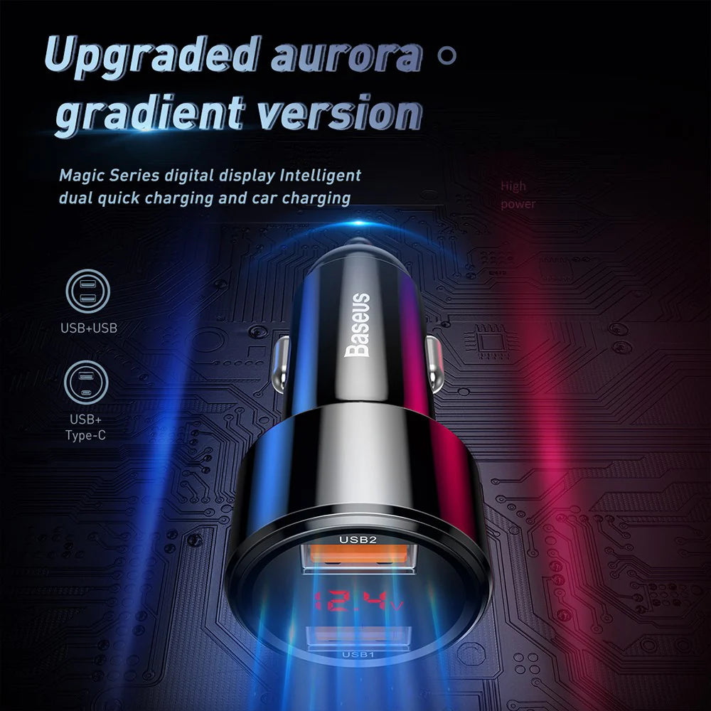 Baseus Magic Series PPS digital display (Type-c PD+QC) Intelligent dual quick charging and car charging of 45W Black