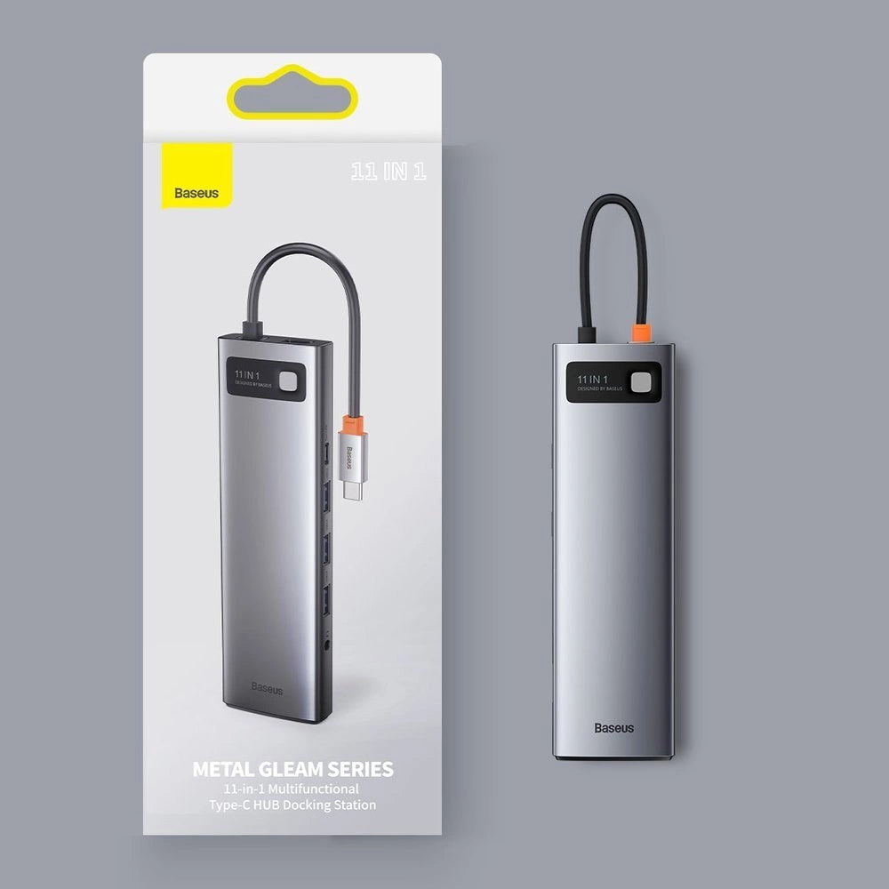 Baseus Metal Gleam Series 11-Port HUB（Type-C to HDMI4K@60Hz*1+VGA*1+USB3.0*3+USB2.0*1+PD*1+RJ45*1+SD/TF*1+3.5mm*1)