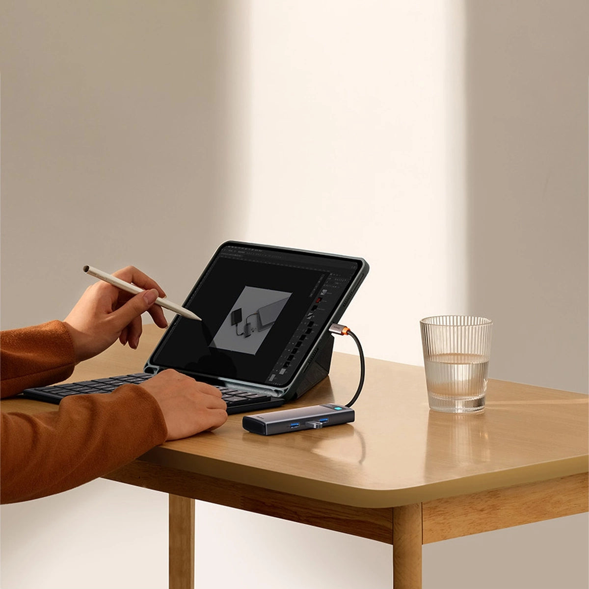 Baseus Metal Gleam Series 8-in-1 Multifunctional Type-C HUB Docking Station Space Gray Type-C to HDMI4K@60Hz*1+USB3.1*3+PD*1+RJ45*1+SD/TF*1)