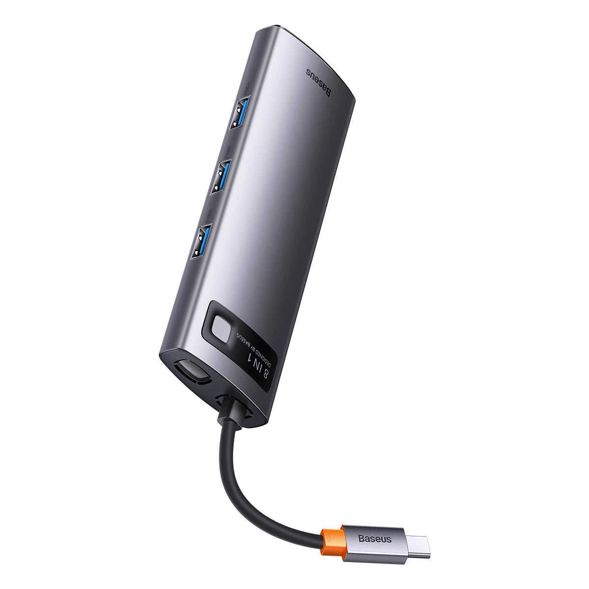 Baseus Metal Gleam Series 8-in-1 Multifunctional Type-C HUB Docking Station Space Gray Type-C to HDMI4K@60Hz*1+USB3.1*3+PD*1+RJ45*1+SD/TF*1)