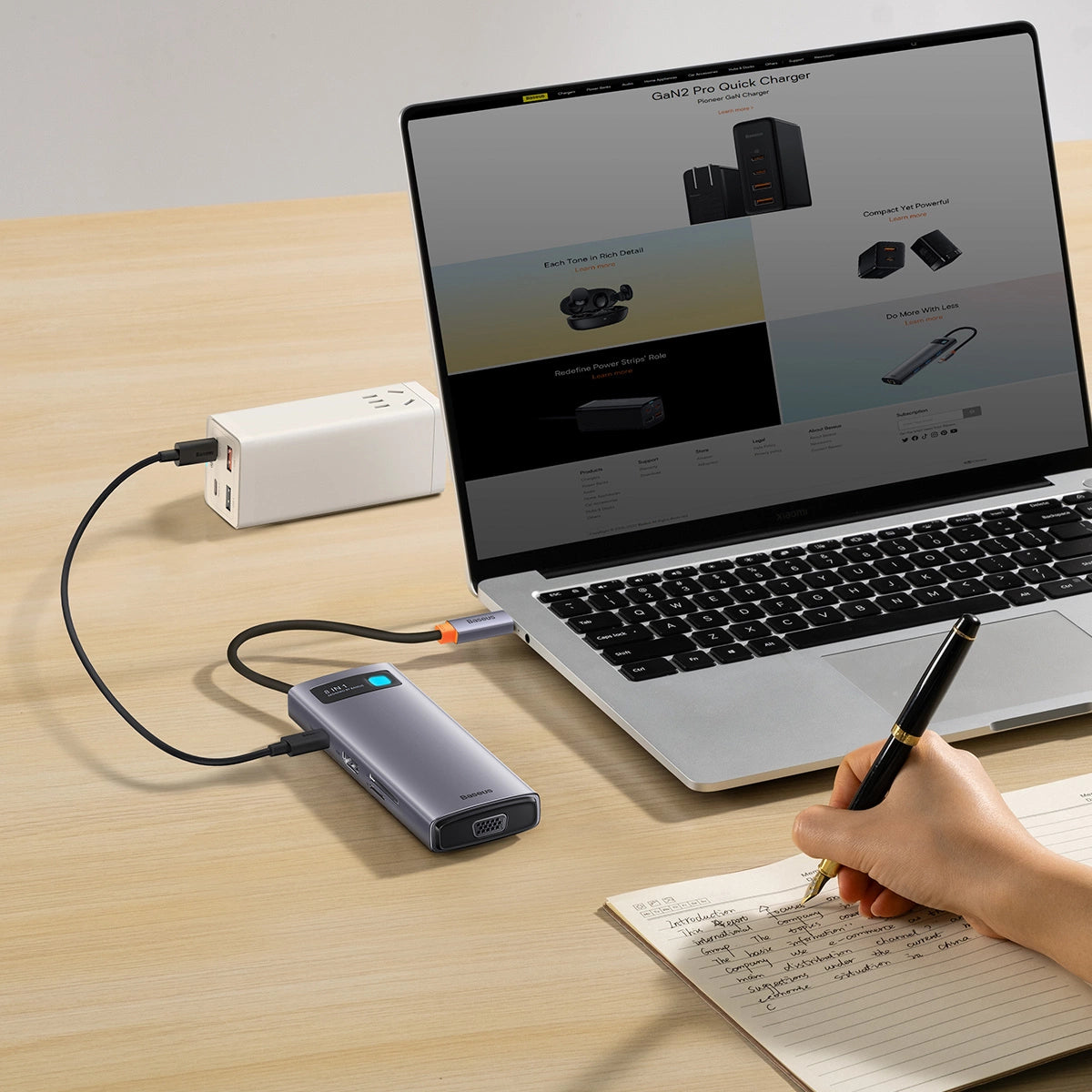 Baseus Metal Gleam Series 8-in-1 Multifunctional Type-C HUB Docking Station Space Gray Type-C to HDMI4K@60Hz*1+USB3.1*3+PD*1+RJ45*1+SD/TF*1)
