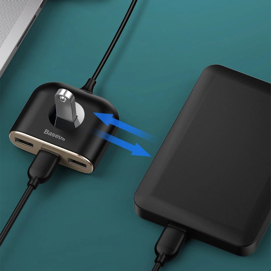 Baseus Square round 4 in 1 USB HUB Adapter(USB3.0 TO USB3.0*1+USB2.0*3) 1m