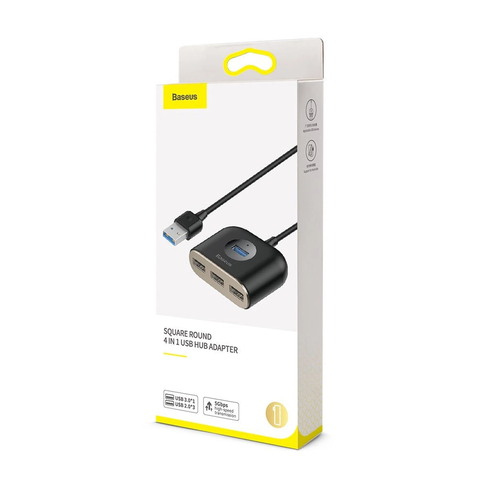 Baseus Square round 4 in 1 USB HUB Adapter(USB3.0 TO USB3.0*1+USB2.0*3) 1m