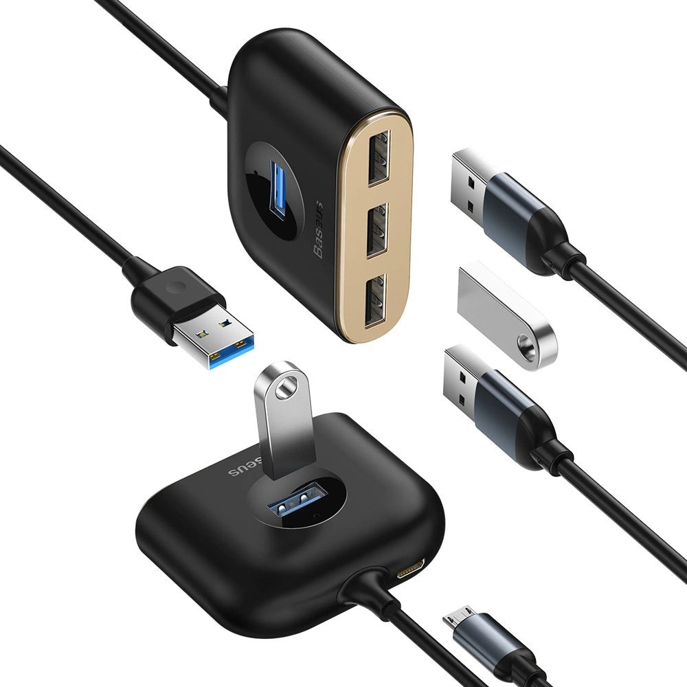 Baseus Square round 4 in 1 USB HUB Adapter(USB3.0 TO USB3.0*1+USB2.0*3) 1m