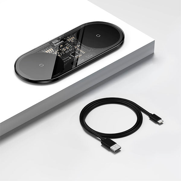 Baseus Digital LED Display 2 in 1 Wireless Charger 20W Black Universal