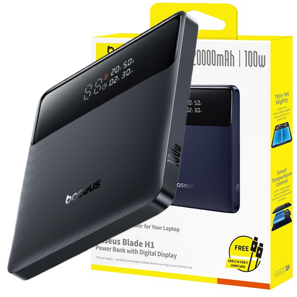 Baseus H1 Fast Charging Power Bank with Digital Display 20000mAh 100W Cosmic Black