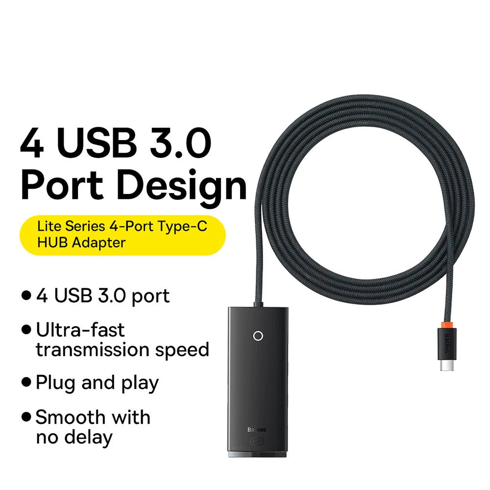 Baseus Lite Series(Airjoy) 5-Port Type-C HUB Docking Station (Type-C to HDMI+USB3.0*3+PD)