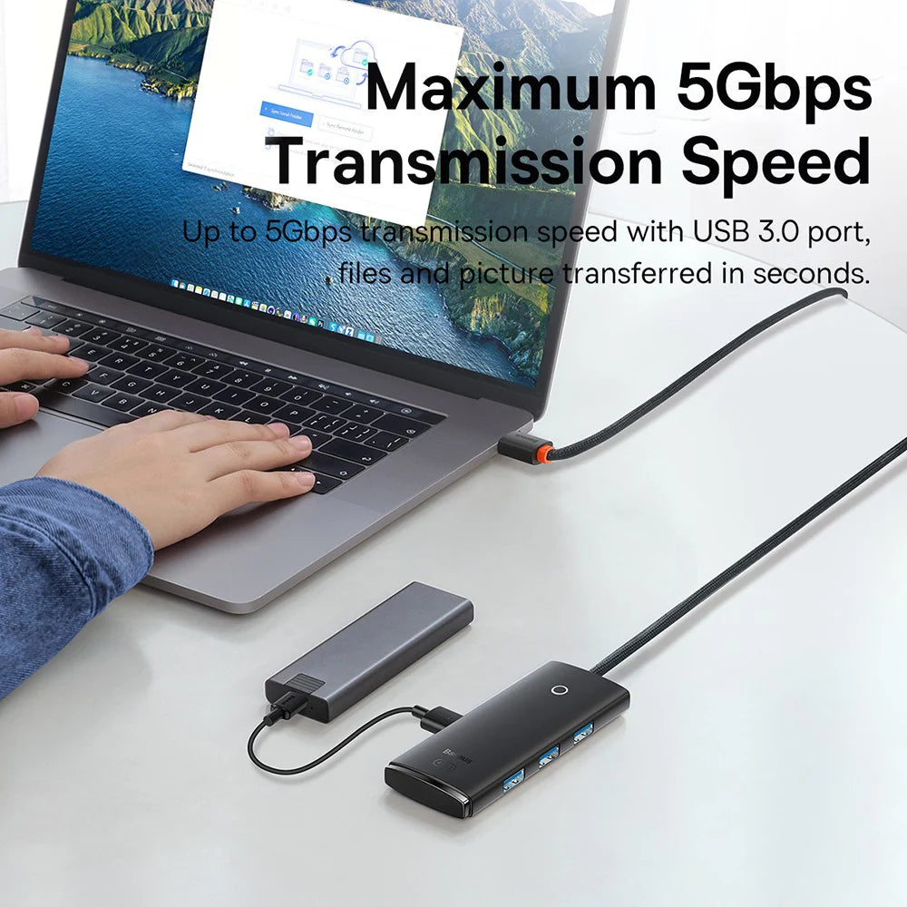 Baseus Lite Series(Airjoy) 5-Port Type-C HUB Docking Station (Type-C to HDMI+USB3.0*3+PD)
