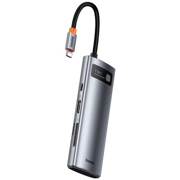 Baseus Metal Gleam Series 7-in-1 Multifunctional Type-C HUB Docking Station Gray （
Type-C to HDMI*1+USB3.0*3+PD*1+VGA*1+RJ45*1）