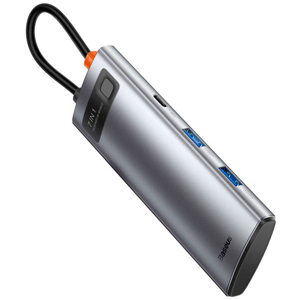 Baseus Metal Gleam Series 7-in-1 Multifunctional Type-C HUB Docking Station Gray （
Type-C to HDMI*1+USB3.0*3+PD*1+VGA*1+RJ45*1）