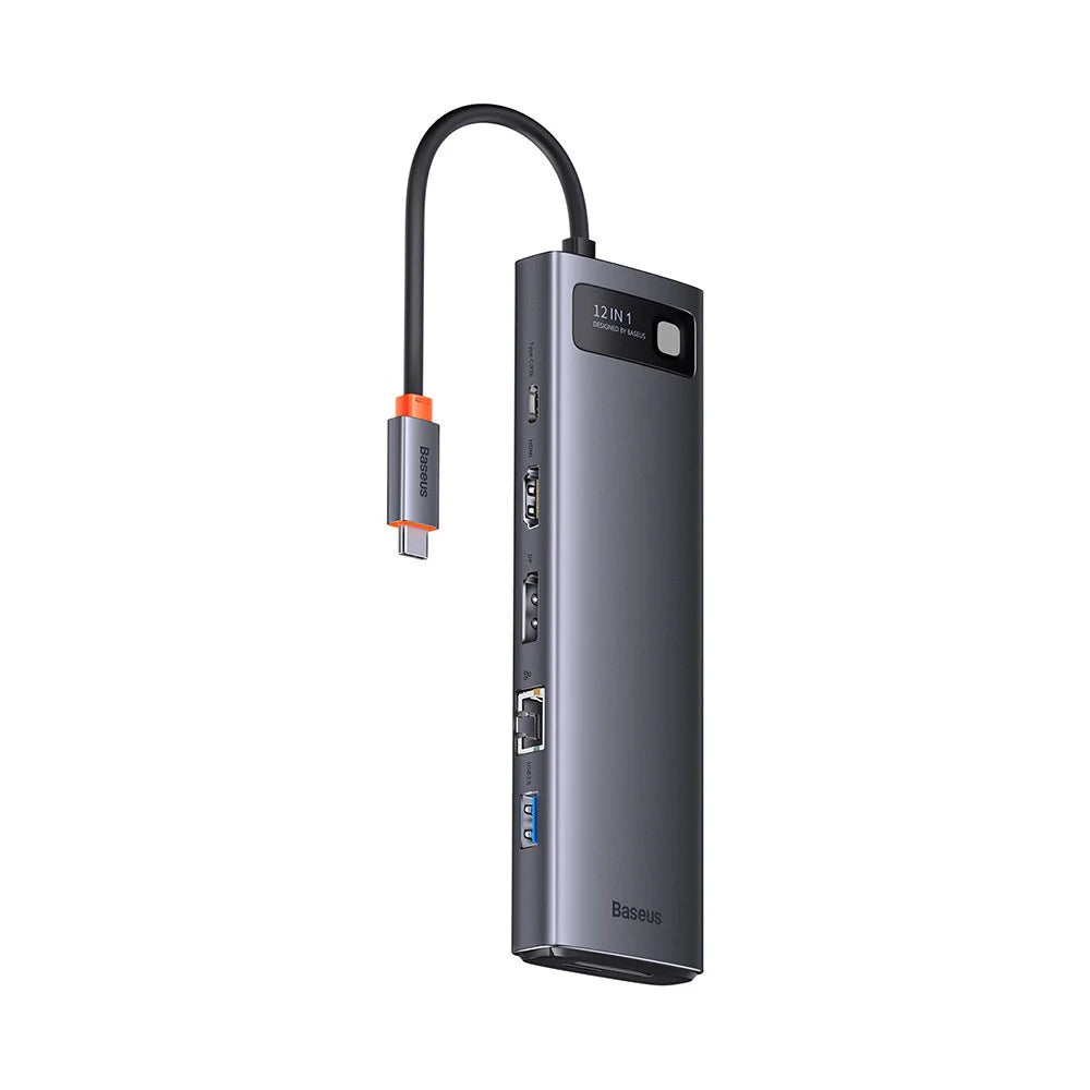 Baseus Metal Gleam Series 12-in-1 Multifunctional Type-C HUB Docking Station（Type-C to HDMI*1+USB3.1*2+USB3.0*2+Type- C3.1*1+PD*1+RJ45*1+SD/TF*1+DP*1+3.5mm*1)