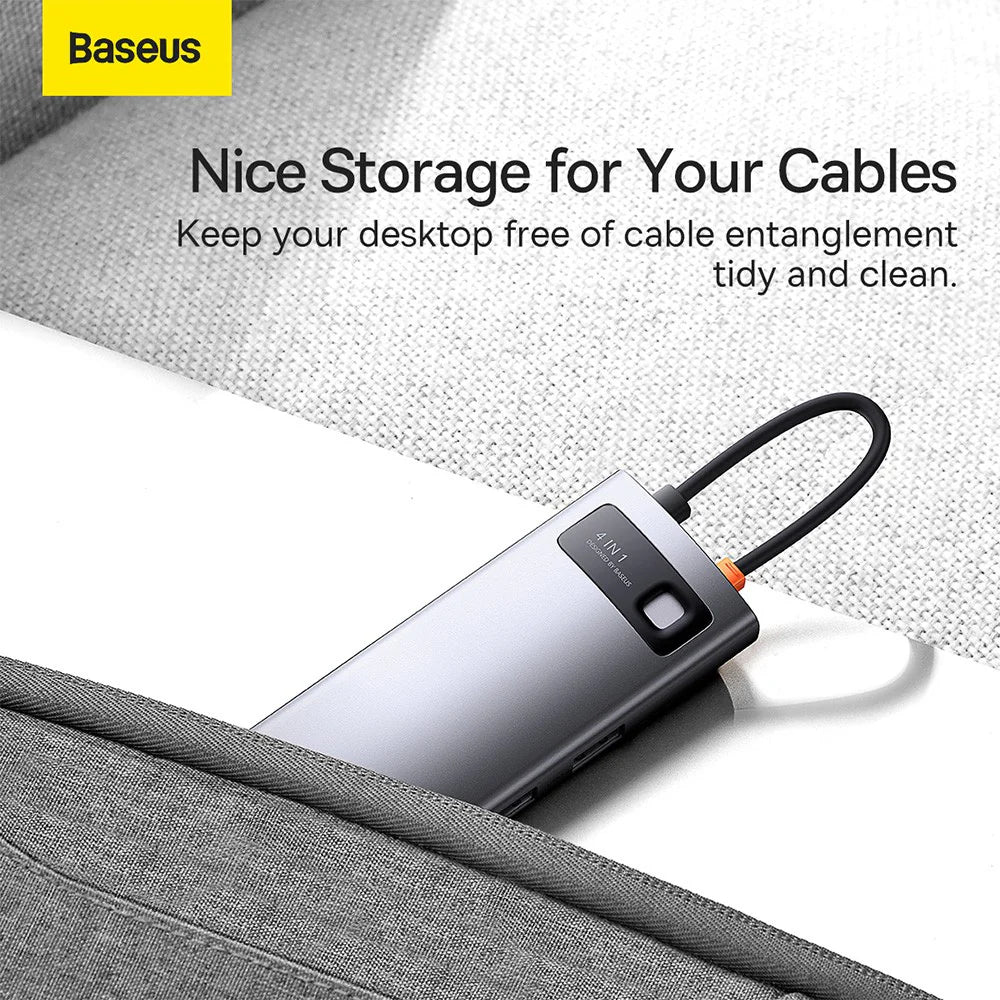 Baseus Metal Gleam Series 4-in-1 Multifunctional Type-C HUB Docking Station（ Type-C to  HDMI*1+USB3.0*1+USB2.0*1+PD*1）