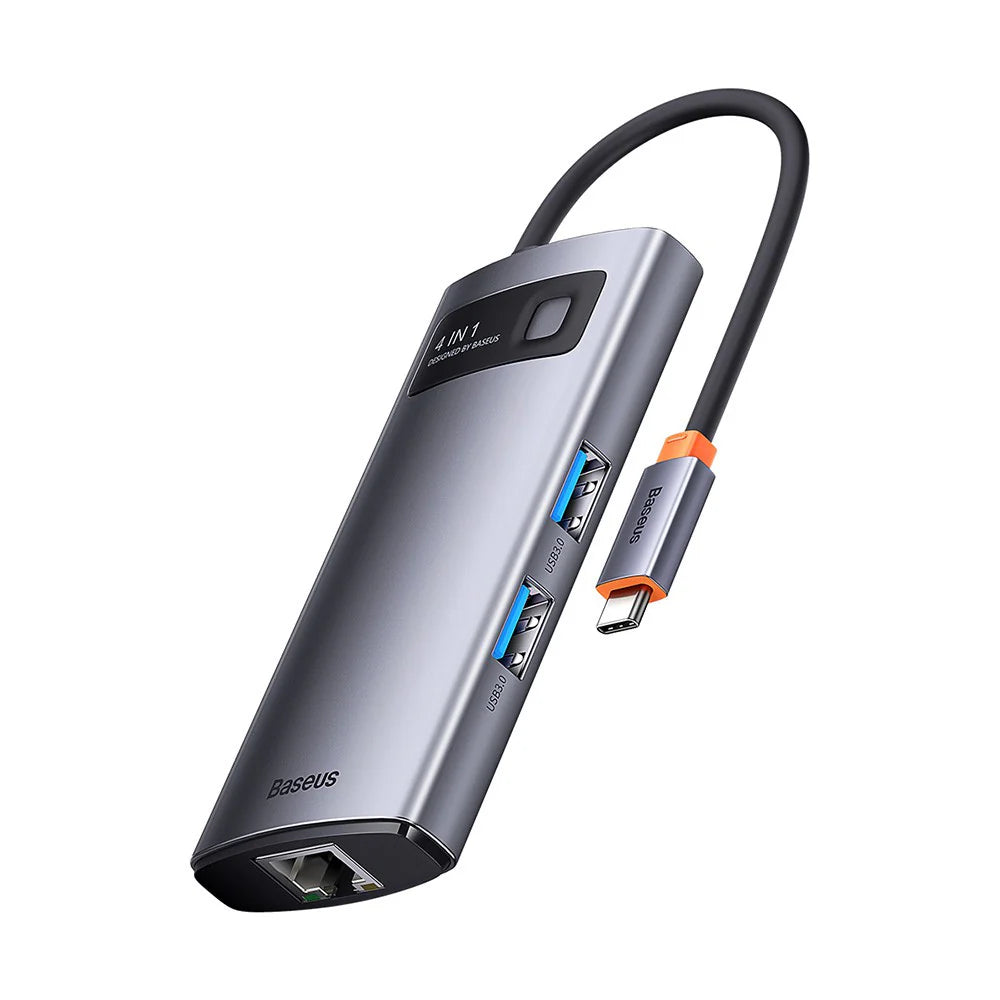Baseus Metal Gleam Series 4-in-1 Multifunctional Type-C HUB Docking Station（ Type-C to  HDMI*1+USB3.0*1+USB2.0*1+PD*1）