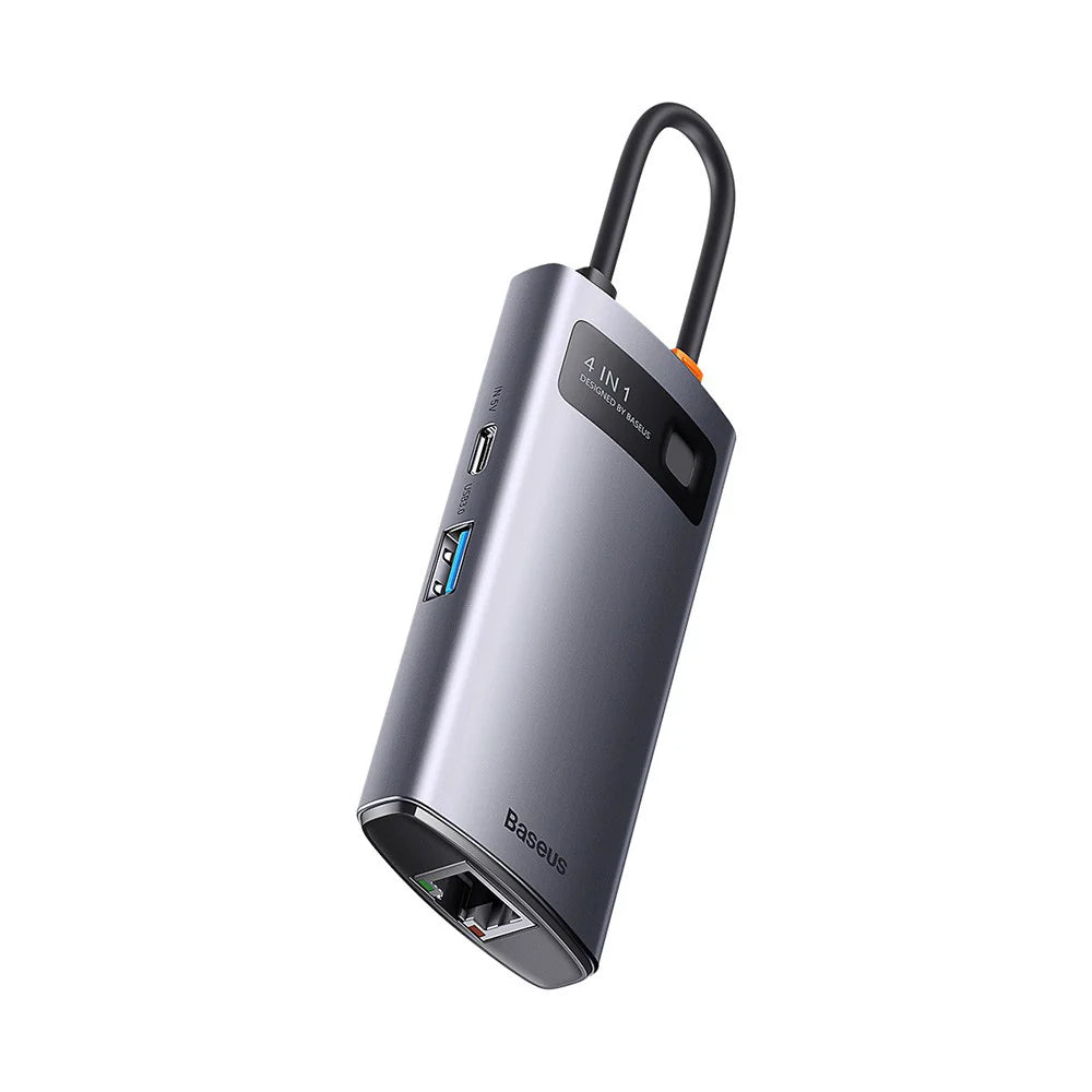 Baseus Metal Gleam Series 4-in-1 Multifunctional Type-C HUB Docking Station（ Type-C to  HDMI*1+USB3.0*1+USB2.0*1+PD*1）
