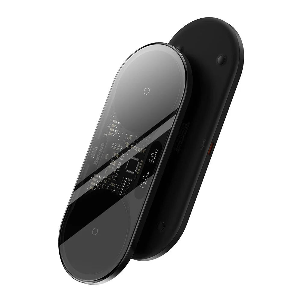 Baseus Digital LED Display 2 in 1 Wireless Charger 20W Black Universal
